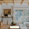 Living room with wood furniture
