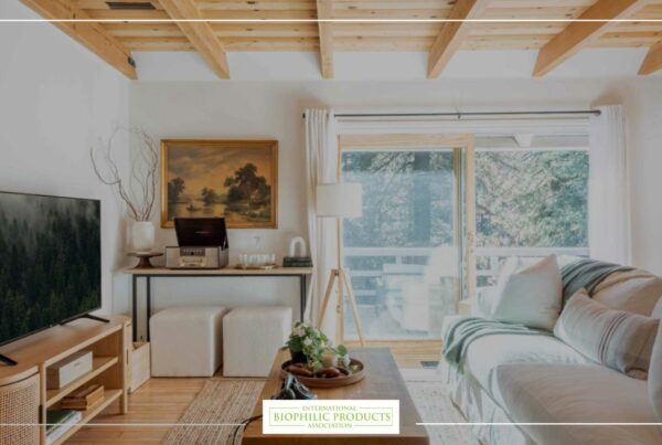 Living room with wood furniture
